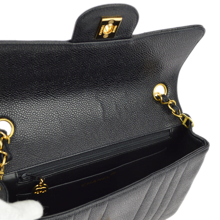 Top Quality Chanel Black Caviar Classic Flap Mademoiselle Chain Shoulder Bag