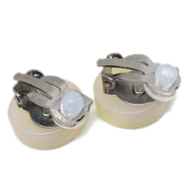 Top Quality Chanel Button Earrings White Clip-On 00C