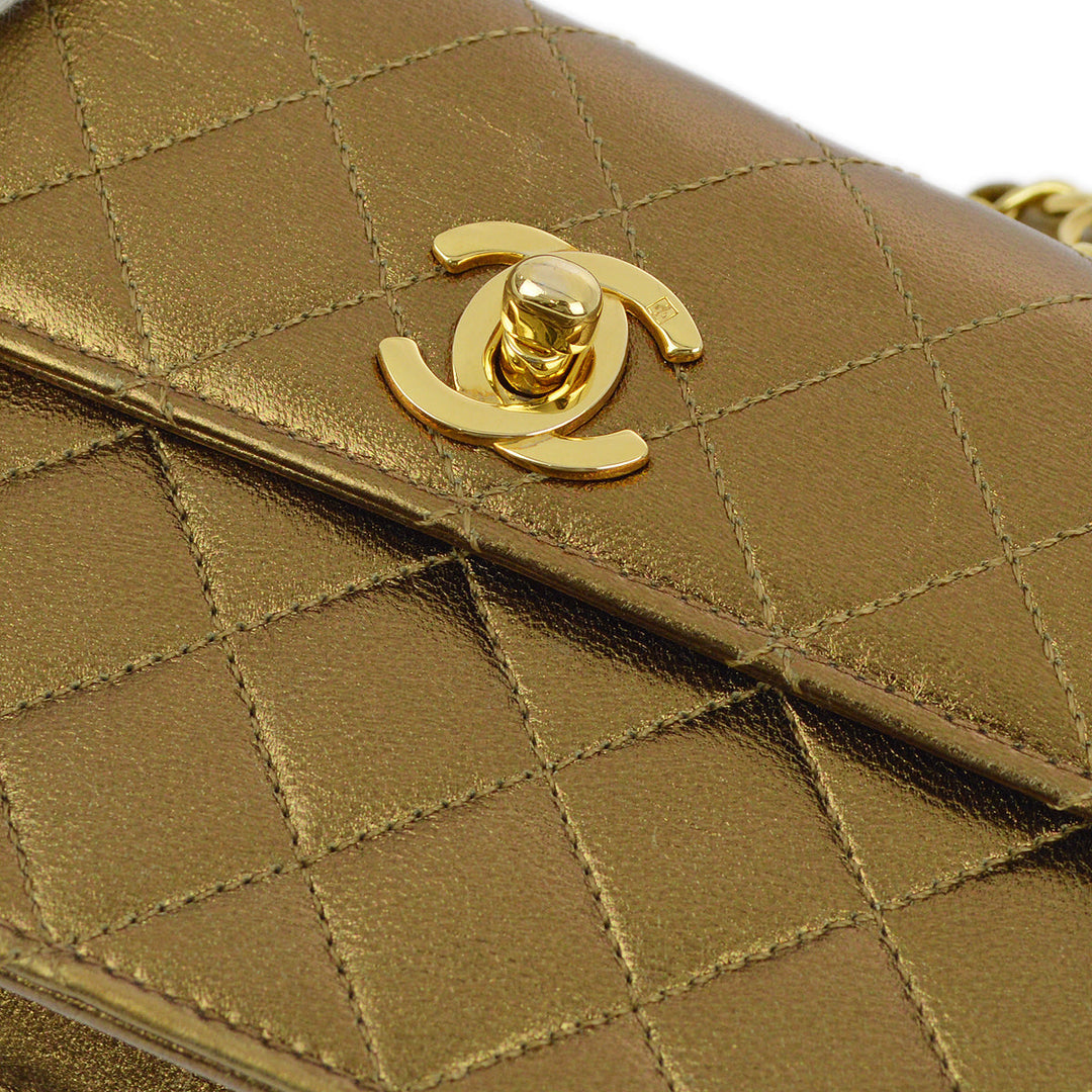 Top Quality Chanel Bronze Lambskin Straight Flap Chain Shoulder Bag