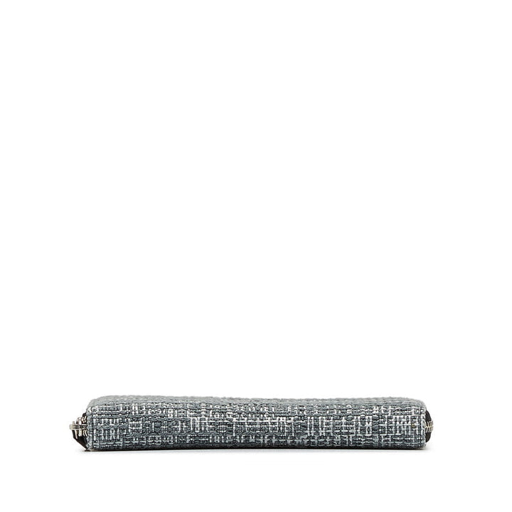 Top Quality Chanel Long Zip Wallet in Tweed Denim Blue