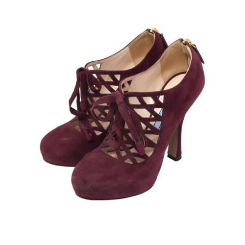 Prada Suede Caged Platform Pumps