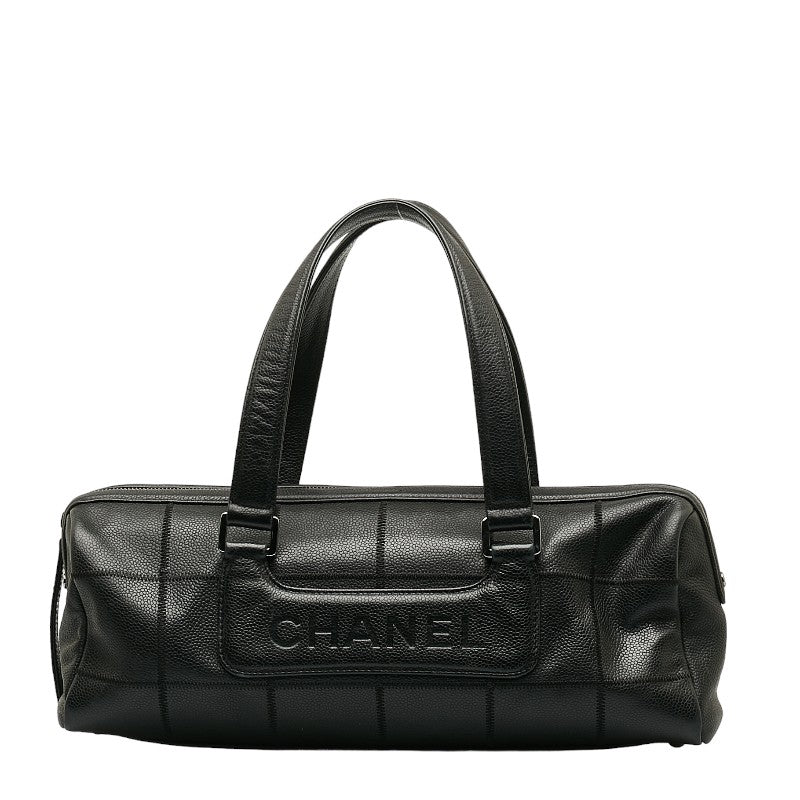 Top Quality Chanel Chocolate Bar Logo Mini Boston Bag Handbag Black Caviar S  CHANEL