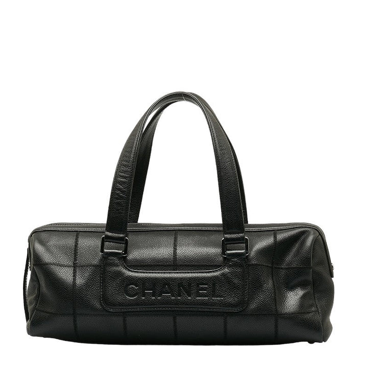 Top Quality Chanel Chocolate Bar Logo Mini Boston Bag Handbag Black Caviar S  CHANEL