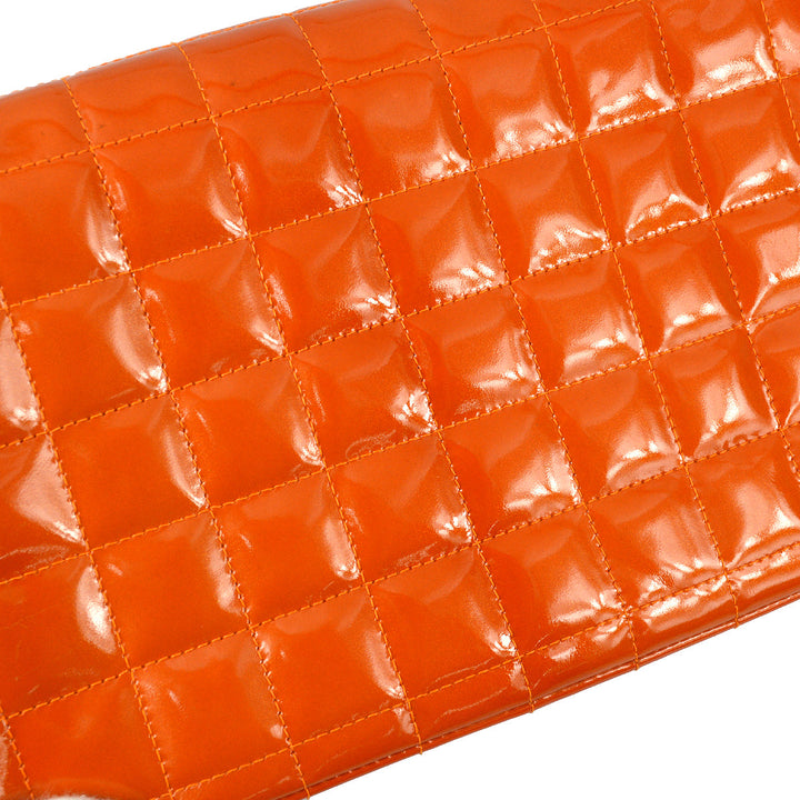 Top Quality Chanel 2000-2001 Orange Patent leather Mademoiselle Lock Straight Flap Shoulder Bag