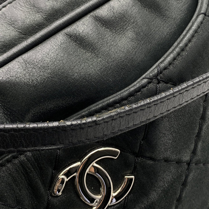 Chanel Black Quilted Leather Relax Cc Tote Camera Shoulder Bag