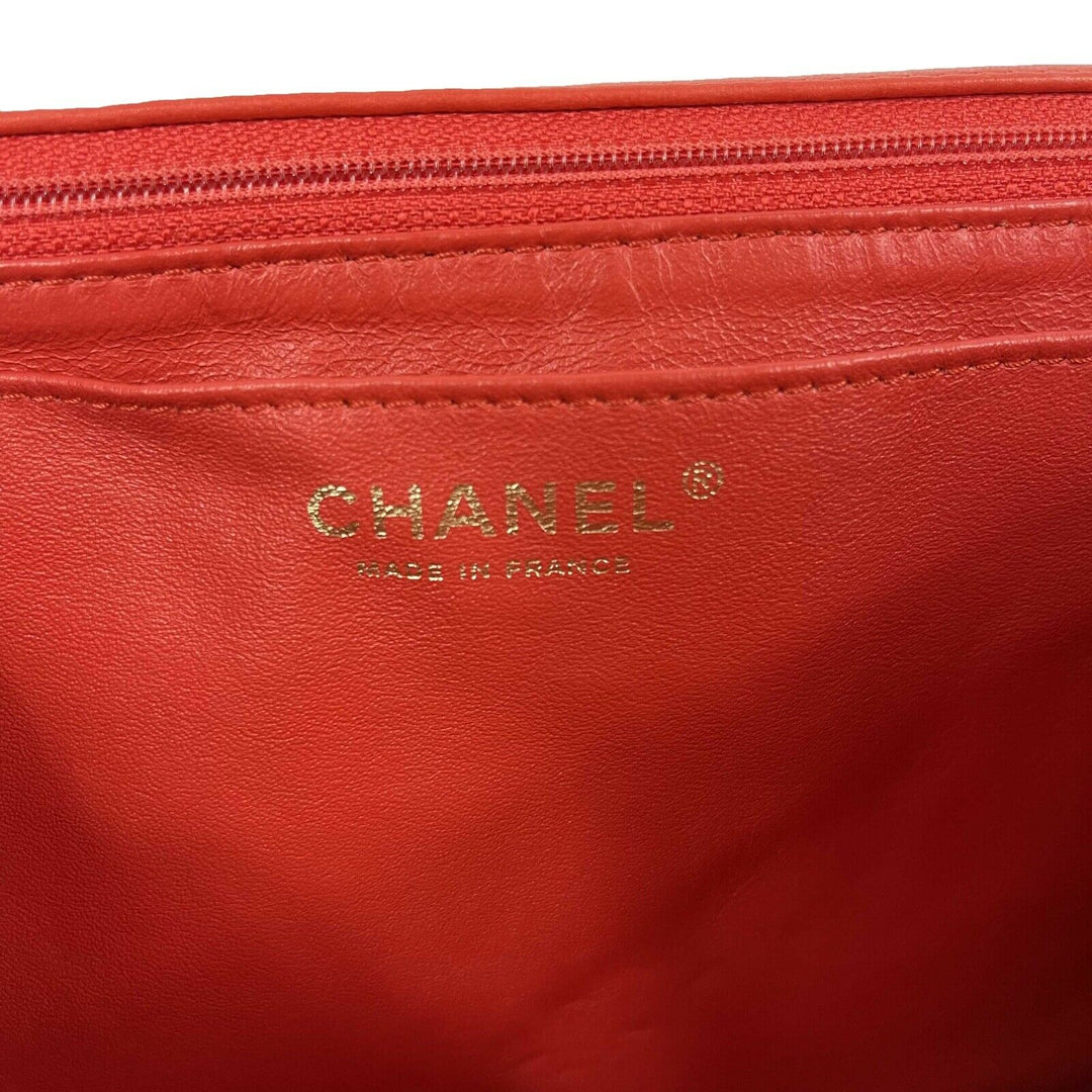 Chanel - Classic Single New Jumbo Quilted Lambskin - Champagne Gold Red Handbag