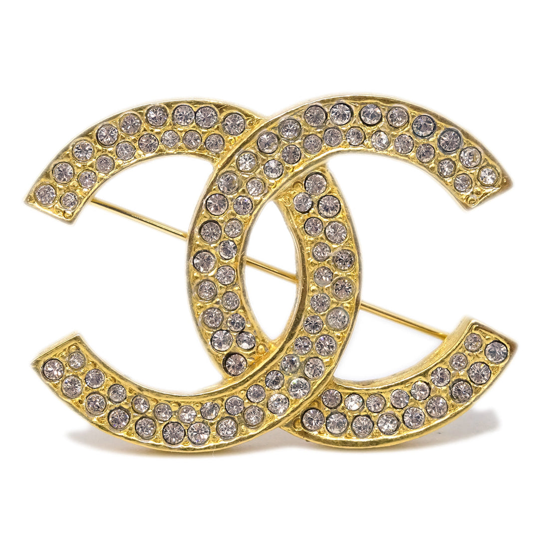Top Quality Chanel CC Rhinestone Brooch Pin Gold 174
