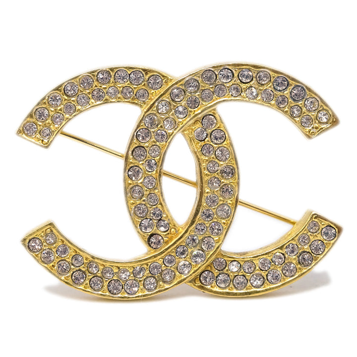 Top Quality Chanel CC Rhinestone Brooch Pin Gold 174