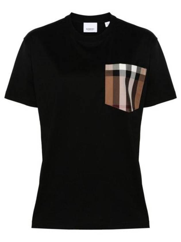 Burberry Carrick Check Print Crew Neck Long Sleeve T-Shirt Black