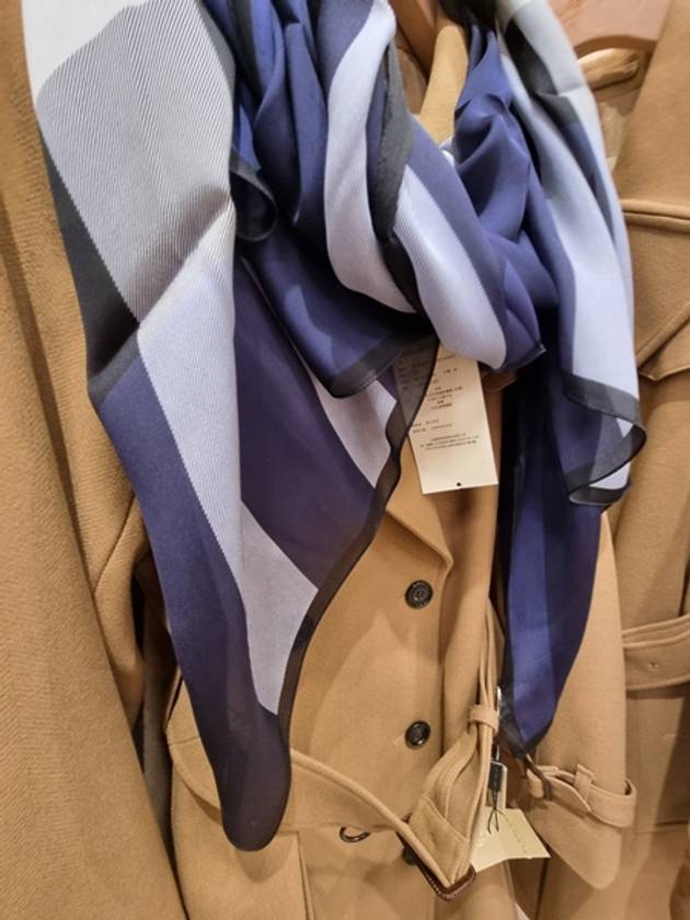 Burberry Mega Check Silk Muffler Navy