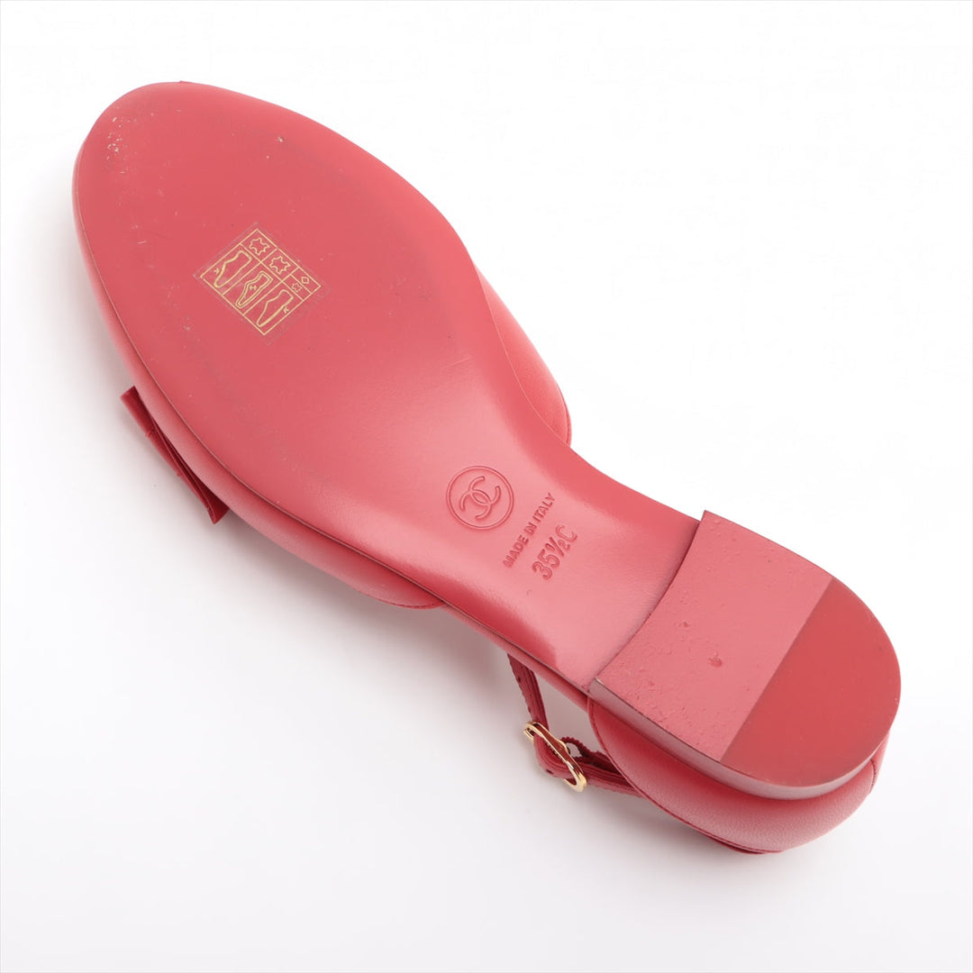 Top Quality Chanel Coco Leather Strap Pump 35 1/2  Red G38872 Matrasse Ribbon