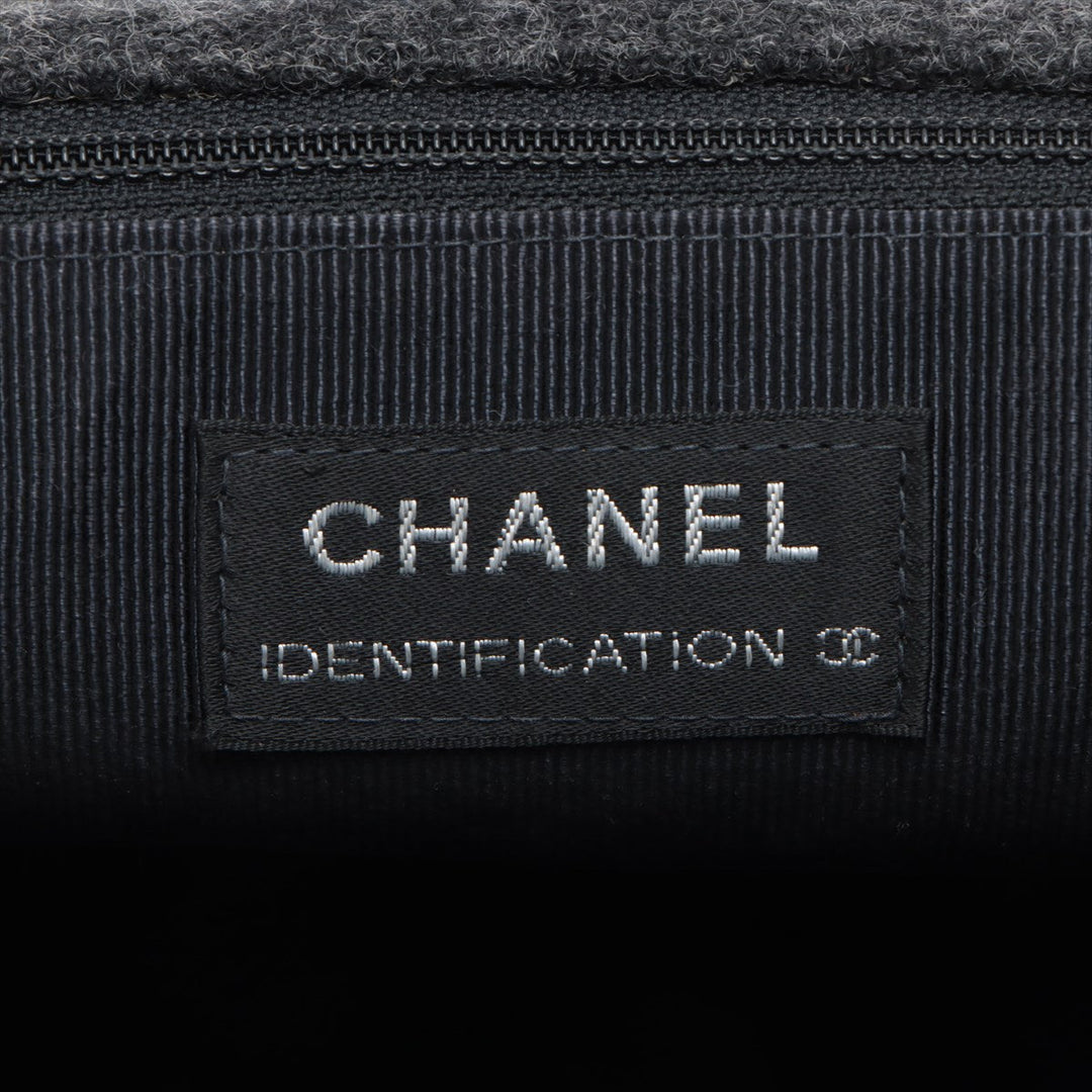 Top Quality Chanel Chocolate Bar Wool Single Flap Double Chain Bag 2.55 Black Silver Gold  5th