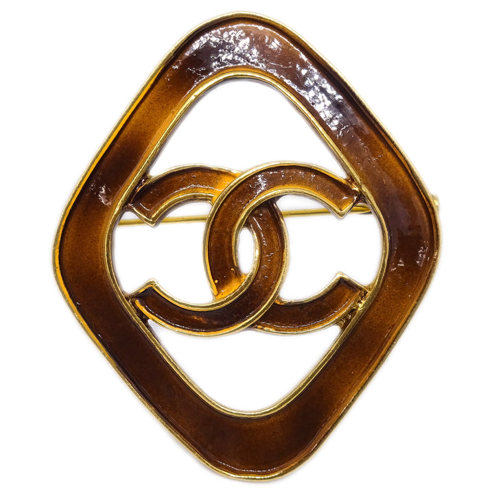 Top Quality Chanel Rhombus Brooch Pin Brown 93C