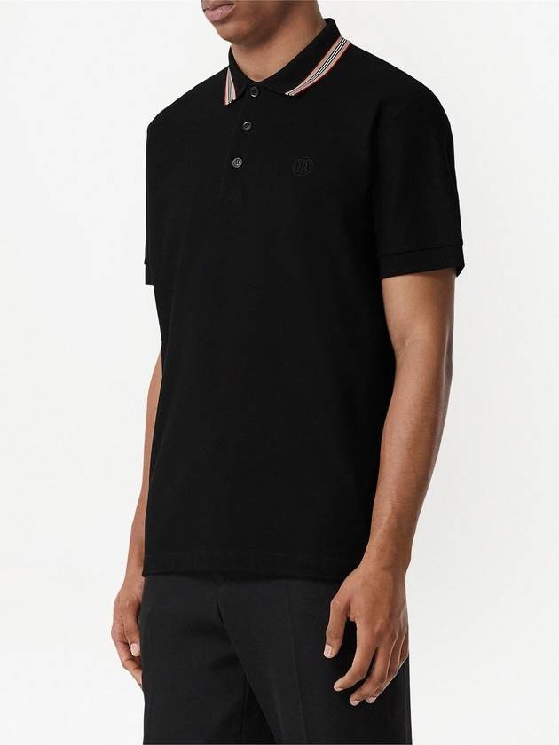 Burberry Icon Stripe Short Sleeve Polo Shirt Black