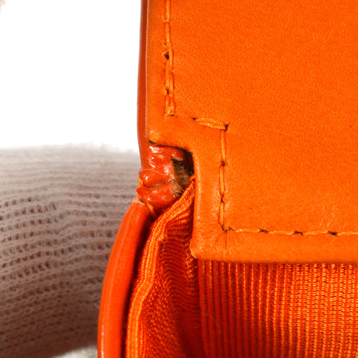 Top Quality Chanel 2000-2001 Orange Patent leather Mademoiselle Lock Straight Flap Shoulder Bag