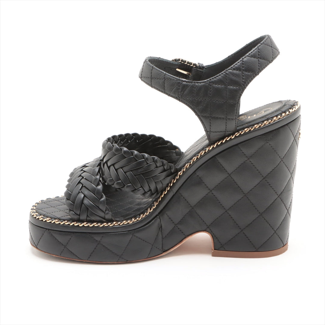 Top Quality Chanel Coco Matrasse Leather Sandal 37  Black G30758