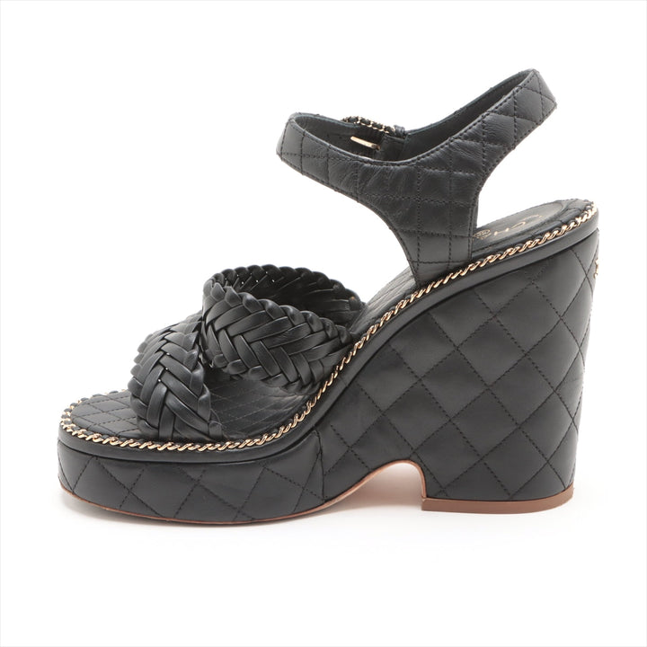 Top Quality Chanel Coco Matrasse Leather Sandal 37  Black G30758
