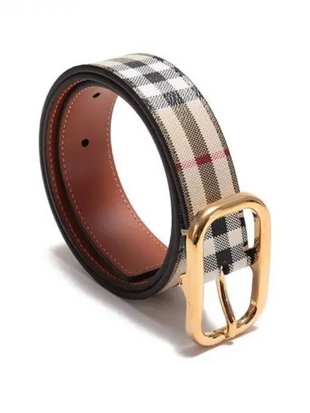 Burberry Check Leather Belt Beige