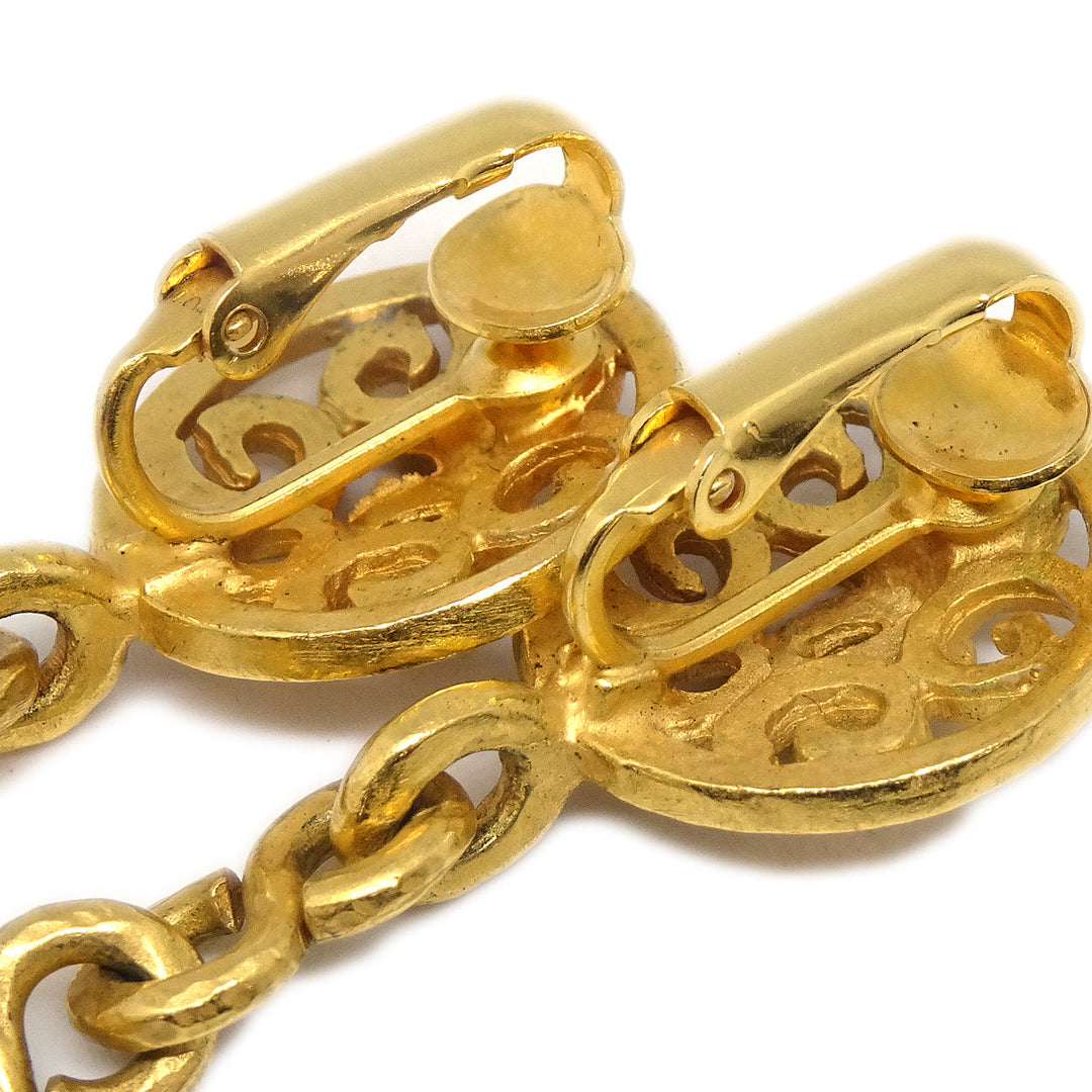 Top Quality Chanel Bell Dangle Earrings Clip-On Gold 95P