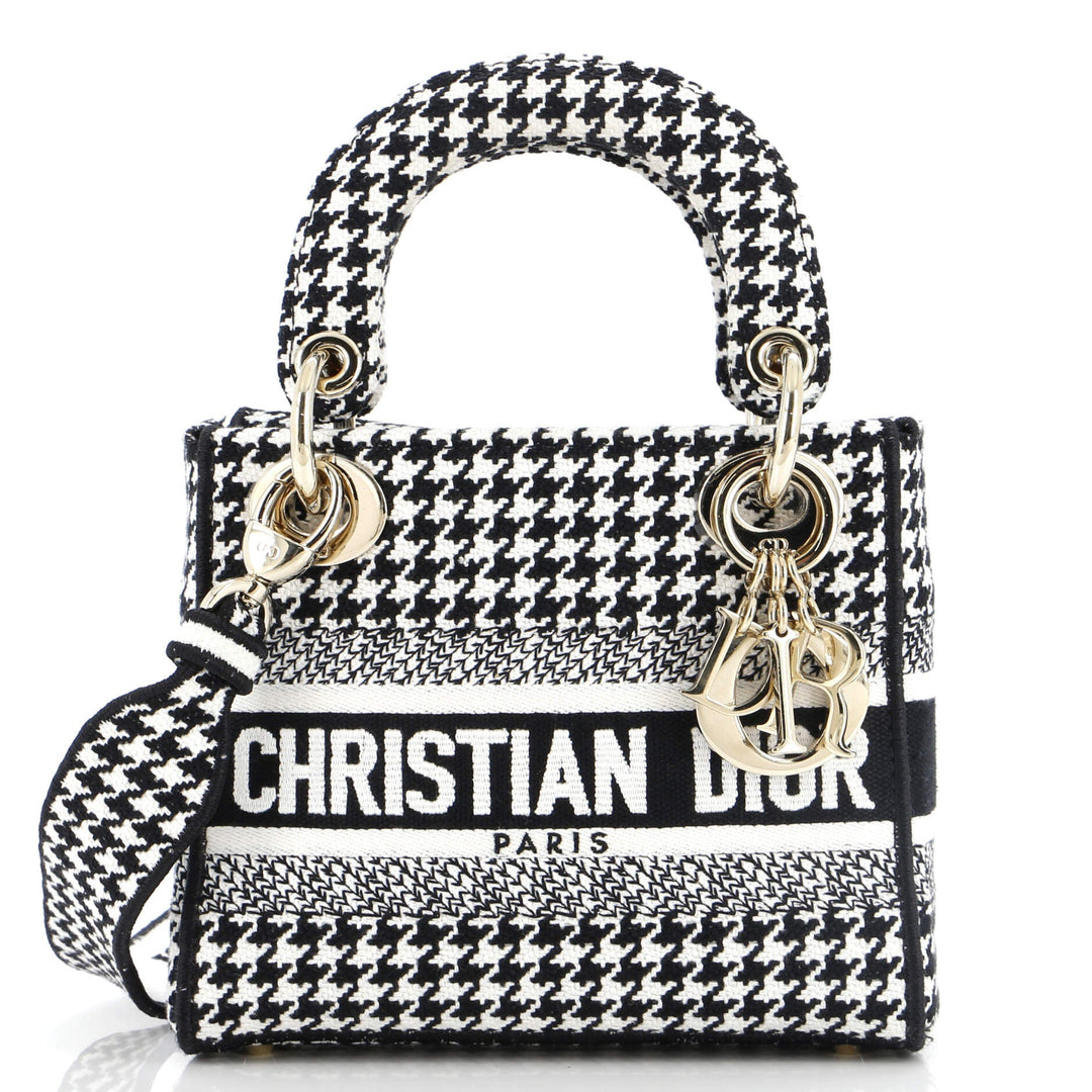 Top quality Dior Lady D-Lite Bag Houndstooth Canvas Mini
