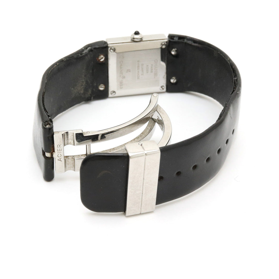 Top Quality Chanel Matrasse SS Emmeline Leather Belt Black   Quartz Watch H0116