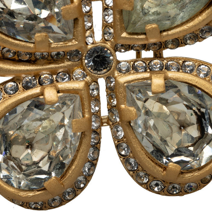 Top Quality Chanel Vintage Brooch Clover Rhinestone Gold Plating