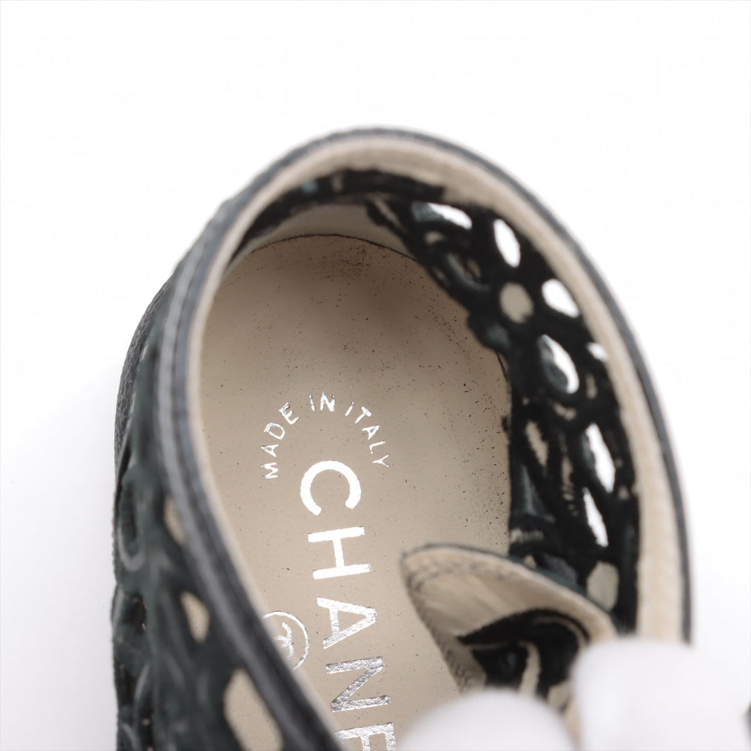 Top Quality Chanel Coco Leather X Fabric High-Cut Trainers 38  Black Flower Race