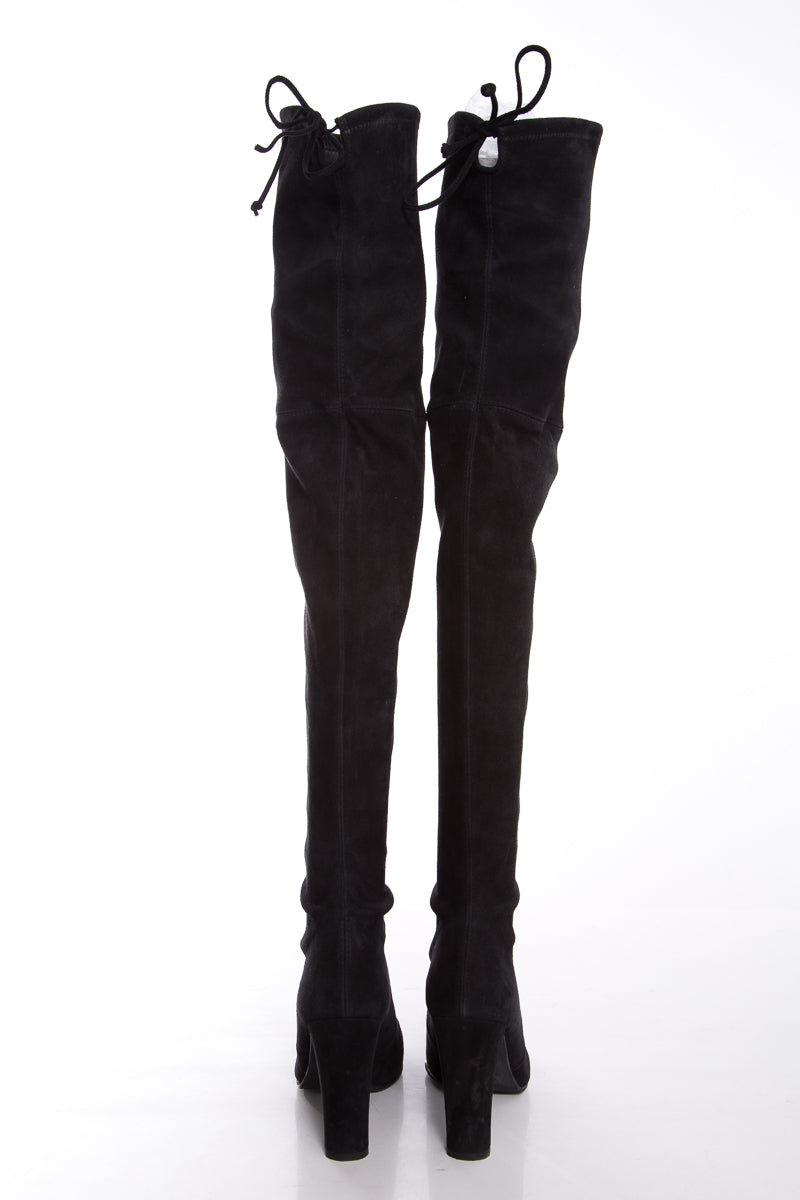 Stuart Weitzman Black Suede Highland Boots SZ 8.5