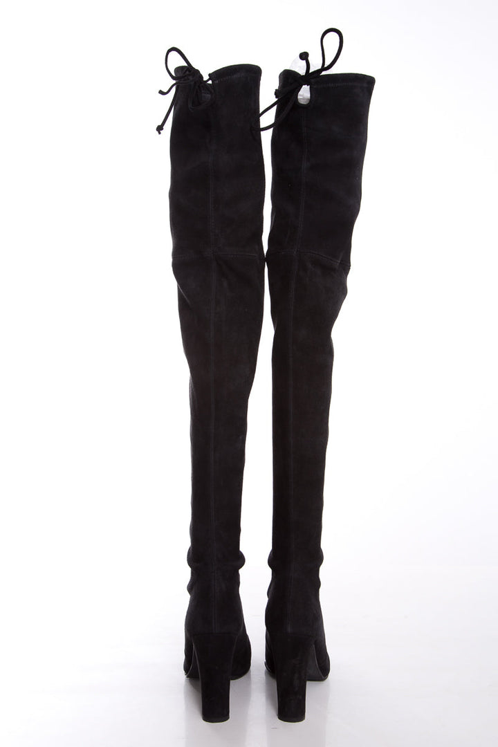 Stuart Weitzman Black Suede Highland Boots SZ 8.5