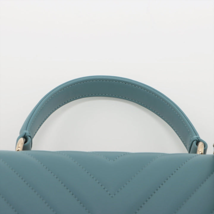 Top Quality Chanel Chevron Top Handle Bag in Light Blue 25th Series