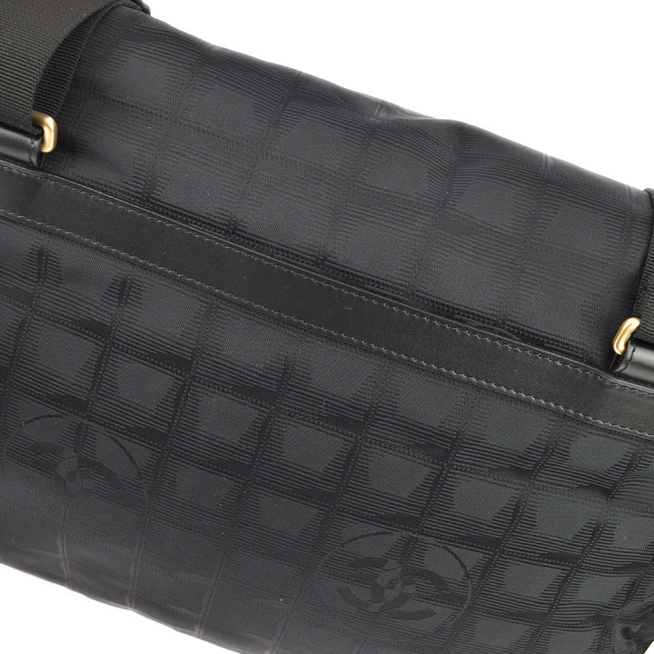 Top Quality Chanel Black Jacquard Travel Line Messenger Shoulder Bag