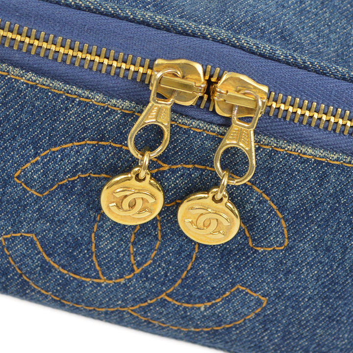 Top Quality Chanel Blue Denim Timeless Vanity Handbag