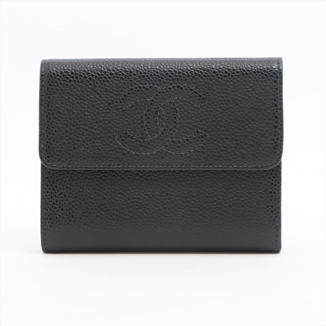 Top Quality Chanel Coco Caviar S Compact Wallet Black Gold  8th