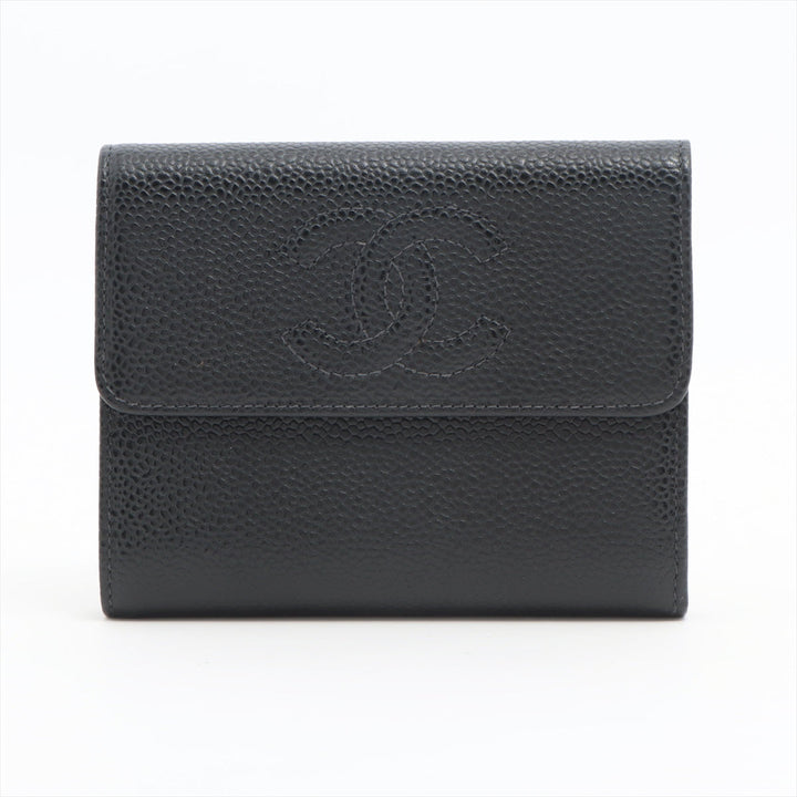 Top Quality Chanel Coco Caviar S Compact Wallet Black Gold  8th