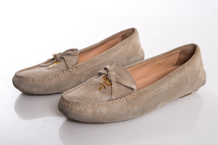 Prada Taupe Suede Loafers SZ 36.5