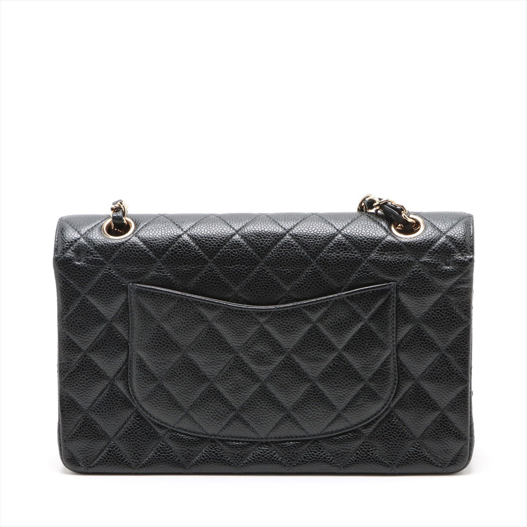 Top Quality Chanel Matrasse 25 Caviar S Double Flap Double Chain Bag Black Silver  8th A01112