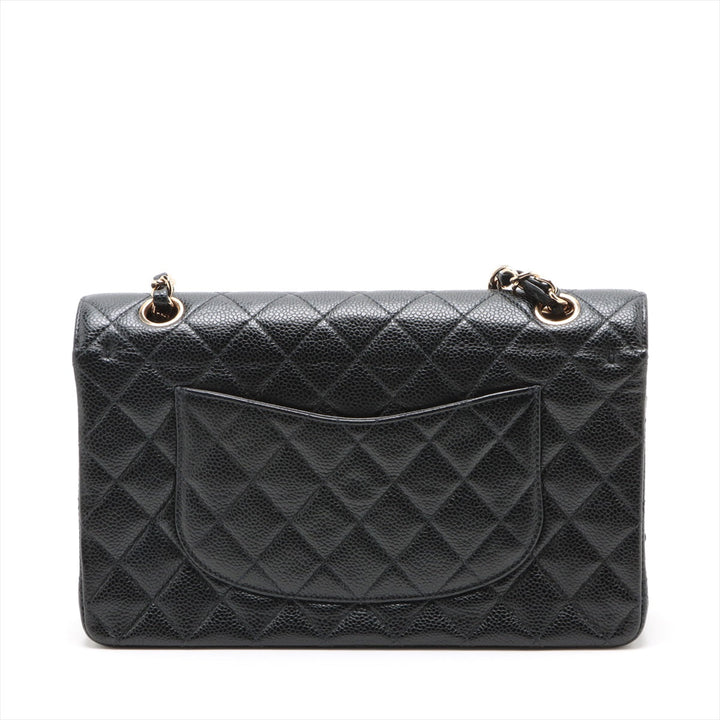 Top Quality Chanel Matrasse 25 Caviar S Double Flap Double Chain Bag Black Silver  8th A01112