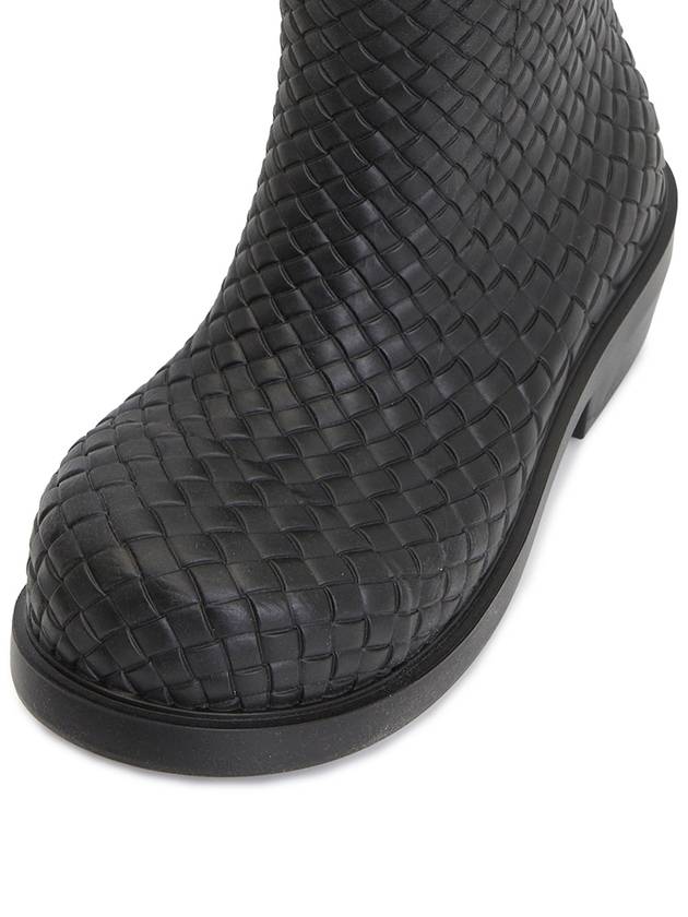 Bottega veneta Fireman Intrecciato Leather Ankle Boots Black