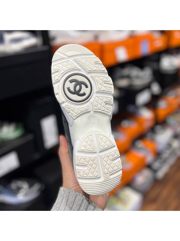 CC Logo Fabric Suede Low-Top Sneakers Dark Grey Chanel