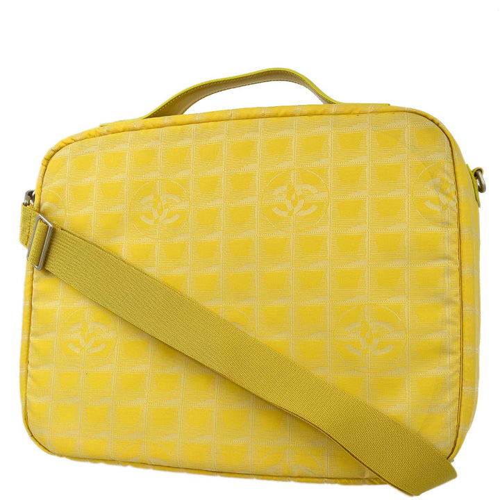 Top Quality Chanel 2001-2003 Yellow Jacquard Nylon New Travel Line Handbag