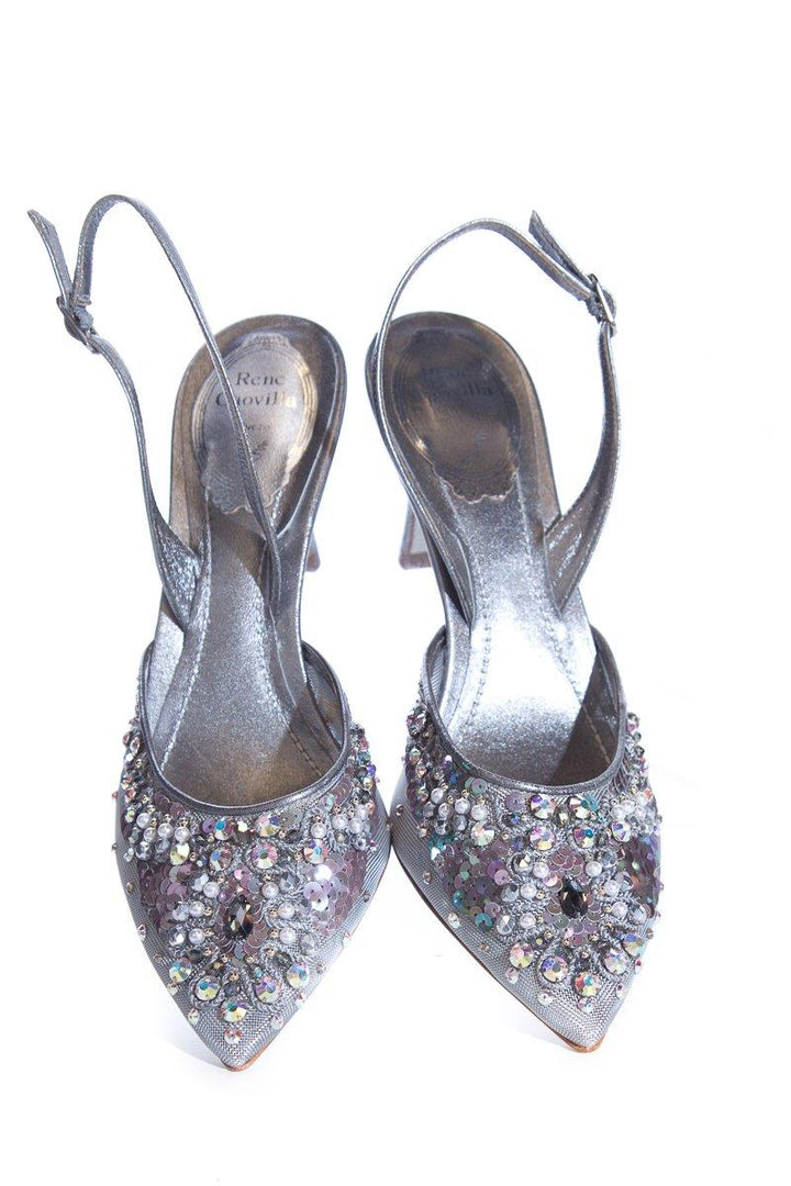 Rene Caovilla Silver Slingbacks SZ 37
