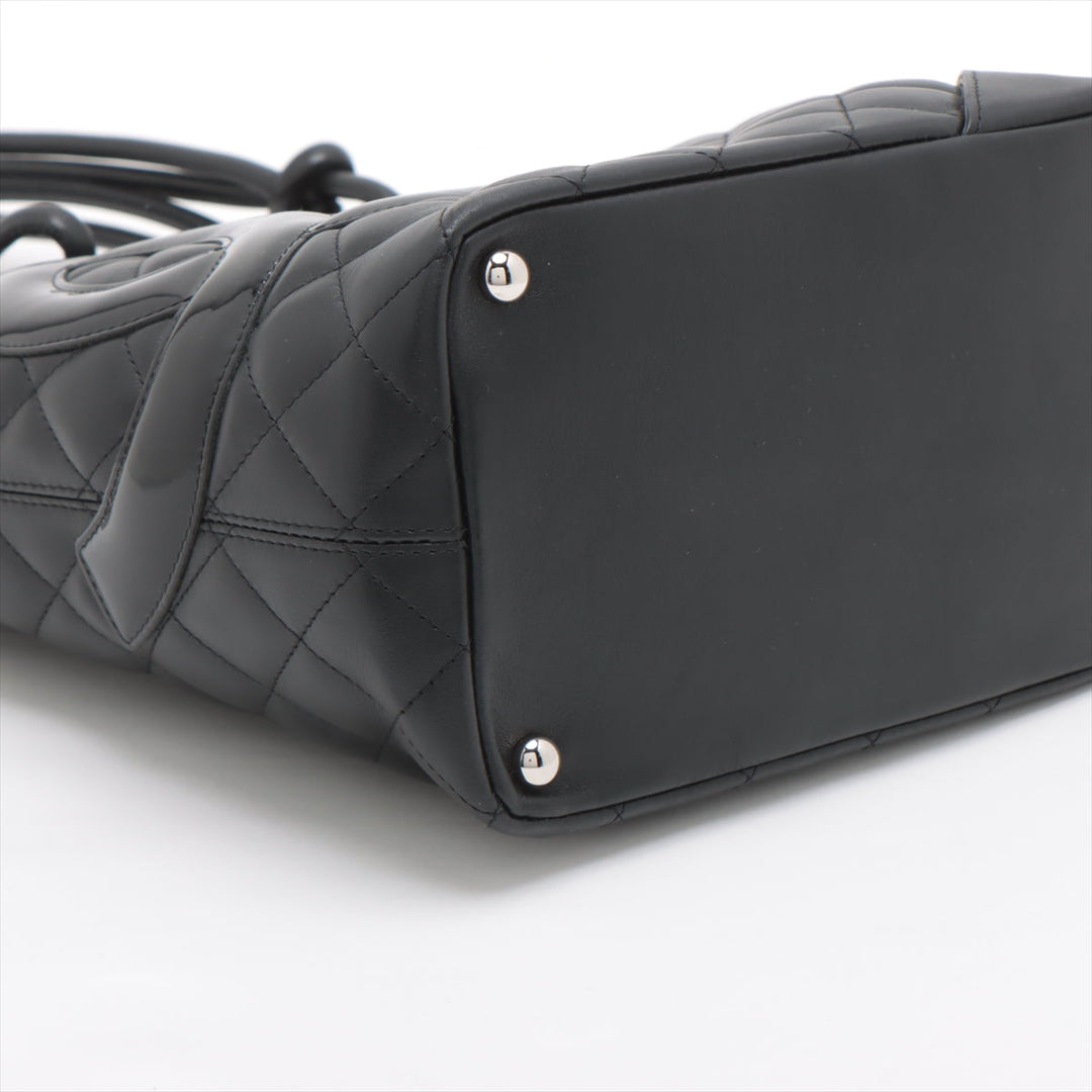 Top Quality Chanel Combon Line Patent Leather   Handbag Black Silver G
