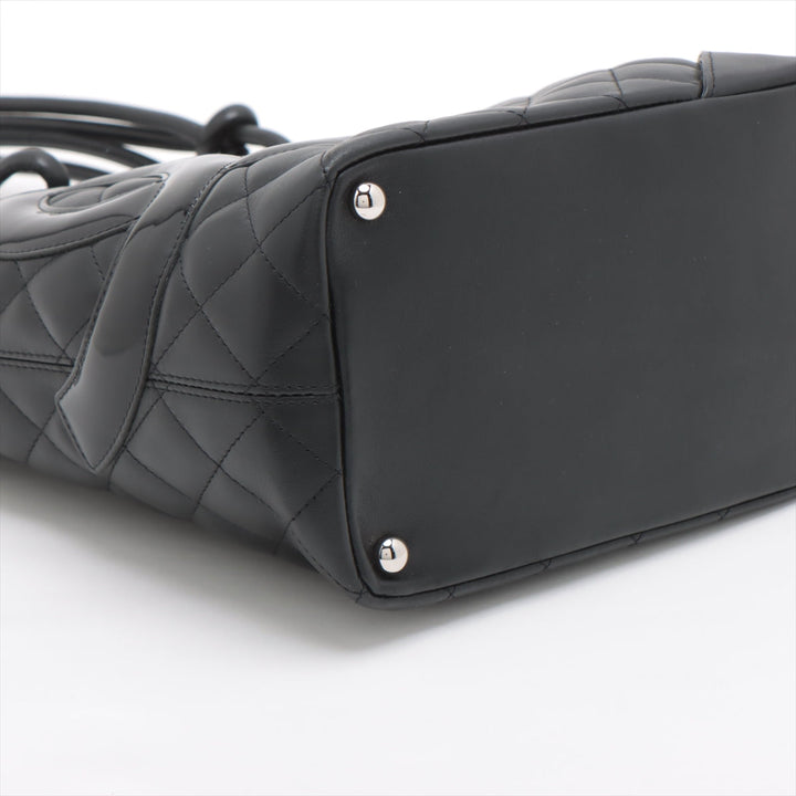 Top Quality Chanel Combon Line Patent Leather   Handbag Black Silver G