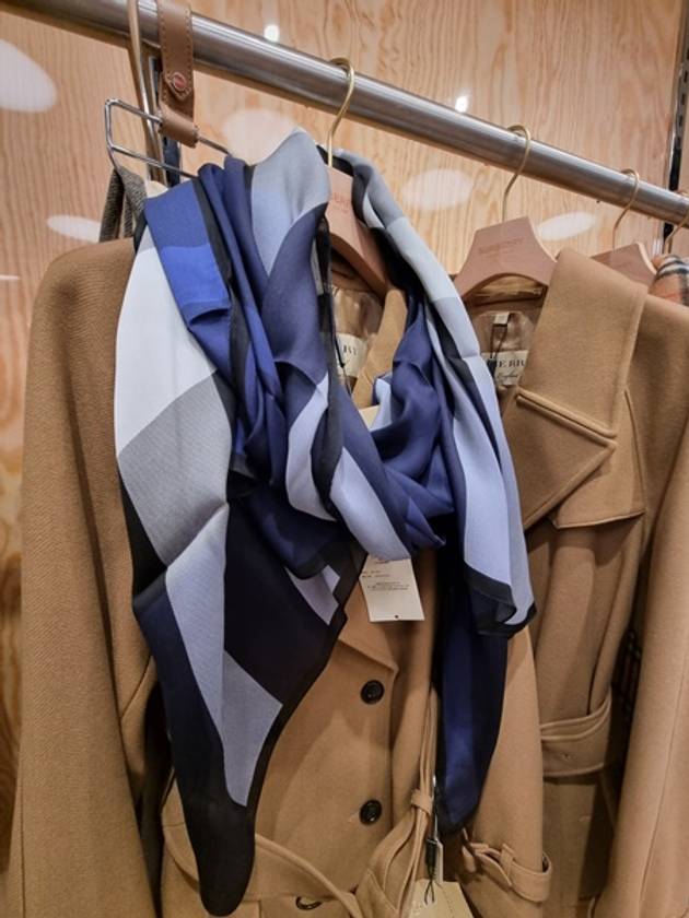 Burberry Mega Check Silk Muffler Navy