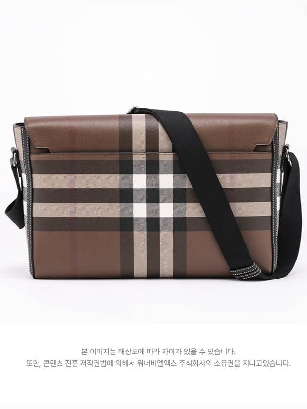 Burberry Check Print Leather Messenger Bag Dark Birch Brown