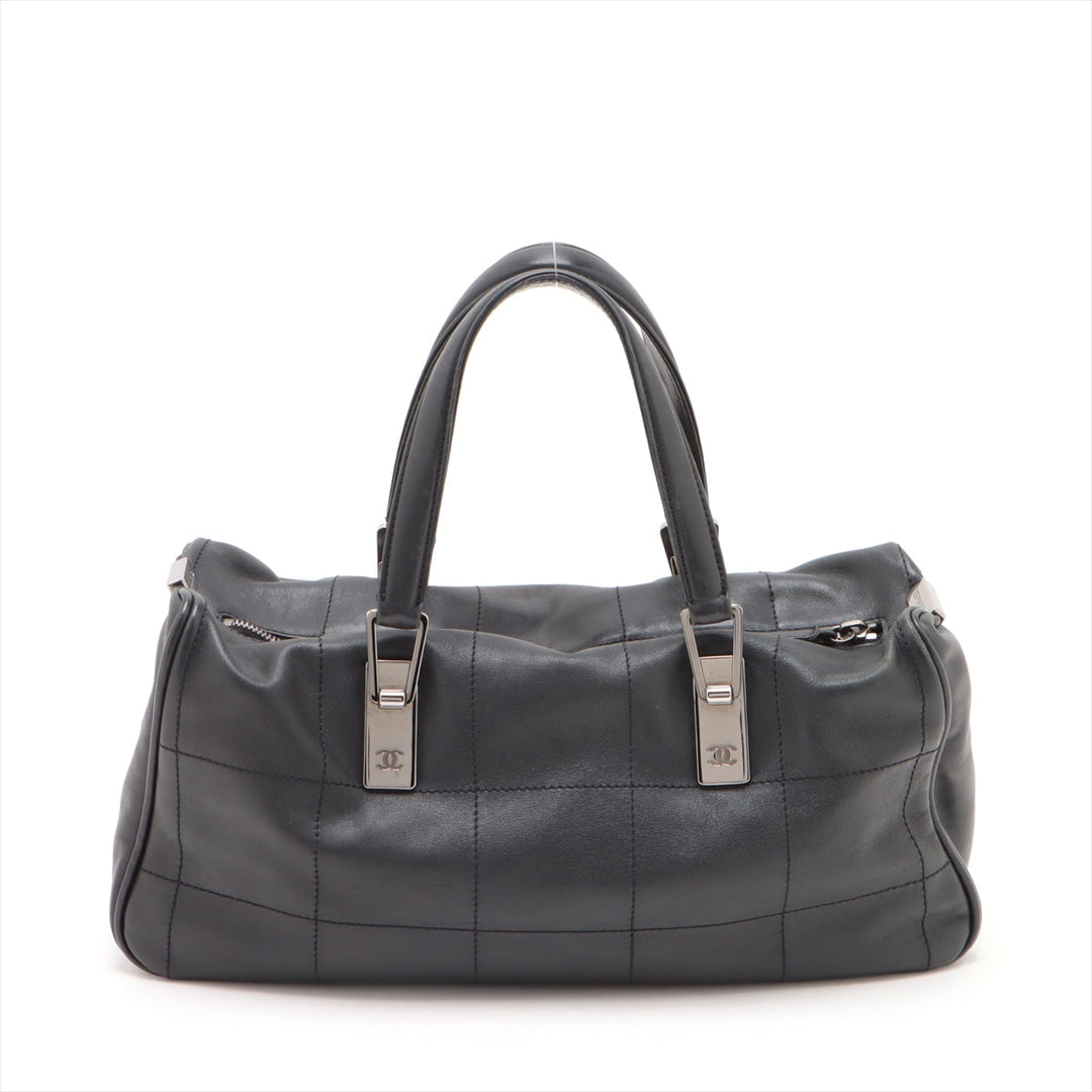 Top Quality Chanel Chocolate Bar  Handbag Black Silver G  7th