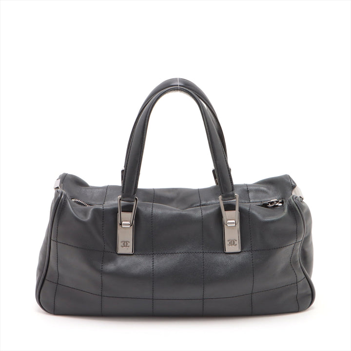 Top Quality Chanel Chocolate Bar  Handbag Black Silver G  7th