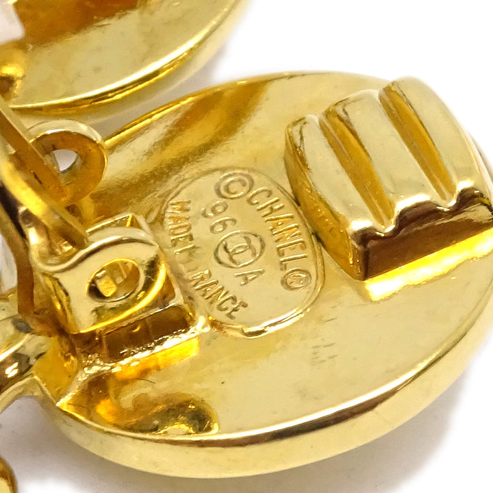 Top Quality Chanel Dangle Turnlock Earrings Clip-On Gold 96A