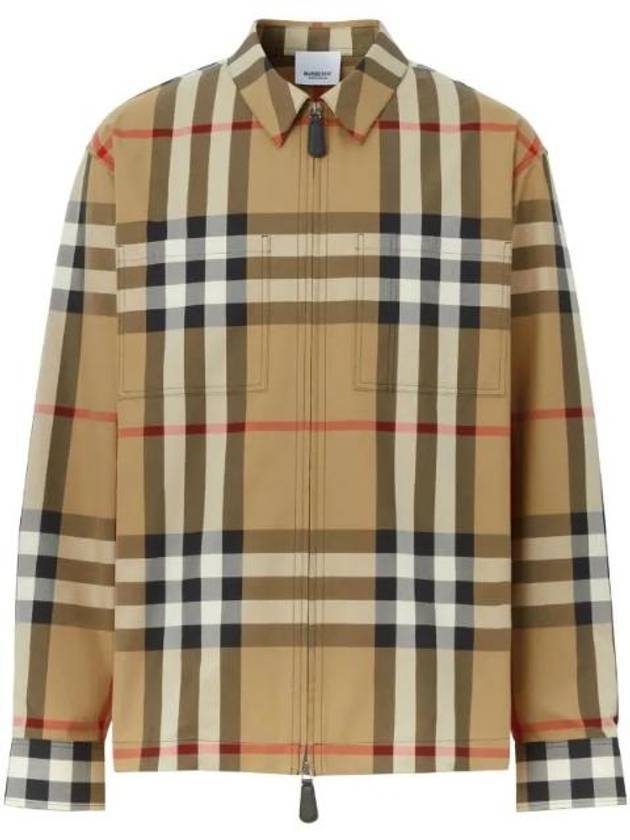 Burberry Check Cotton Oversized Long Sleeve Shirt Archive Beige