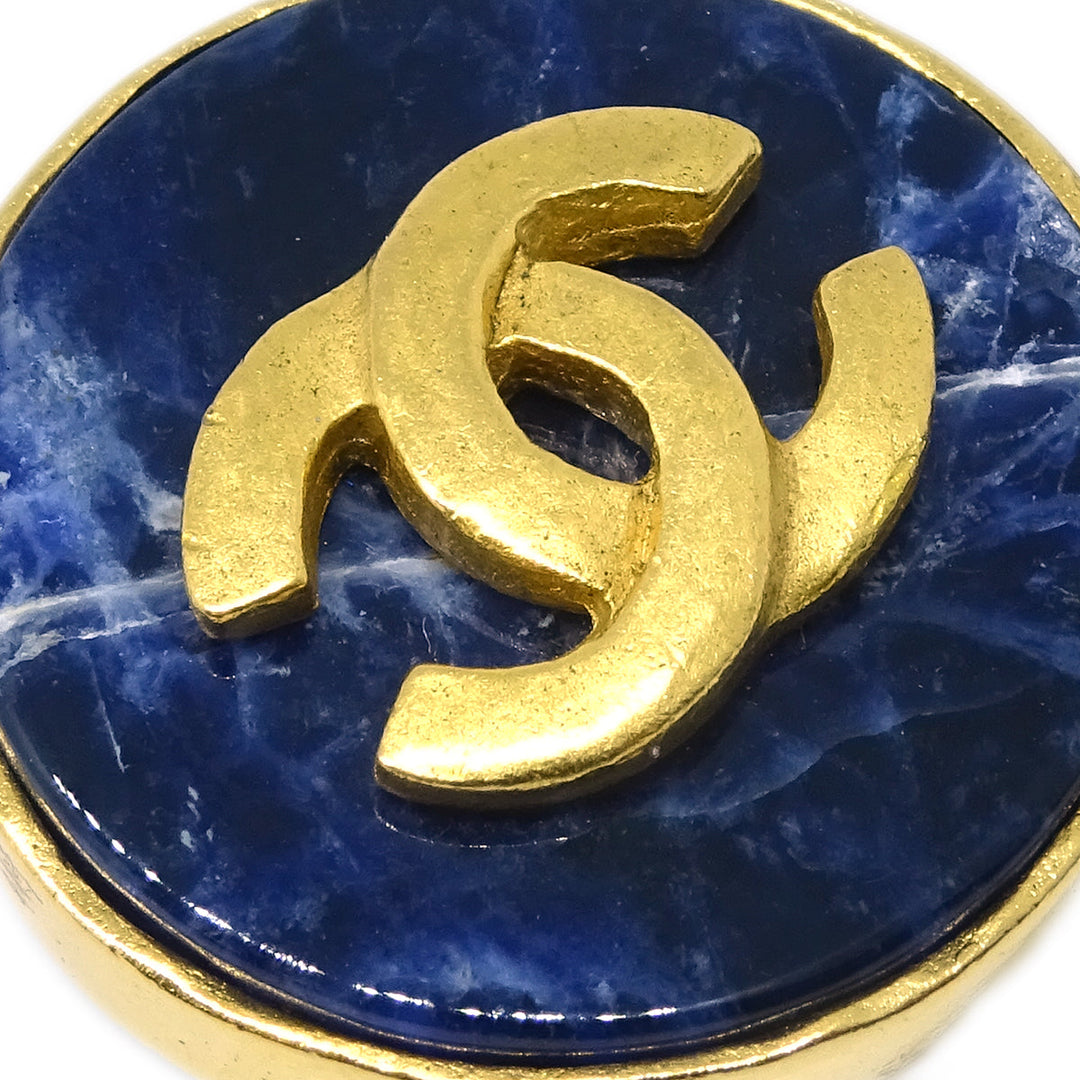 Top Quality Chanel Blue Stone Button Earrings Clip-On 95A